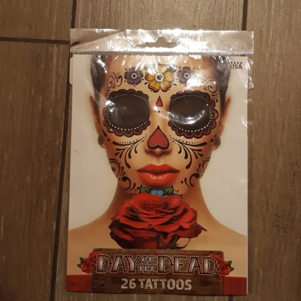 Floral Day of the Dead temporary tattoos